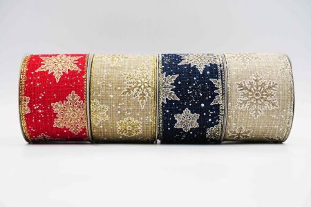 Textured Snowflakes Wired Ribbon - Textured Snowflakes Wired Ribbon